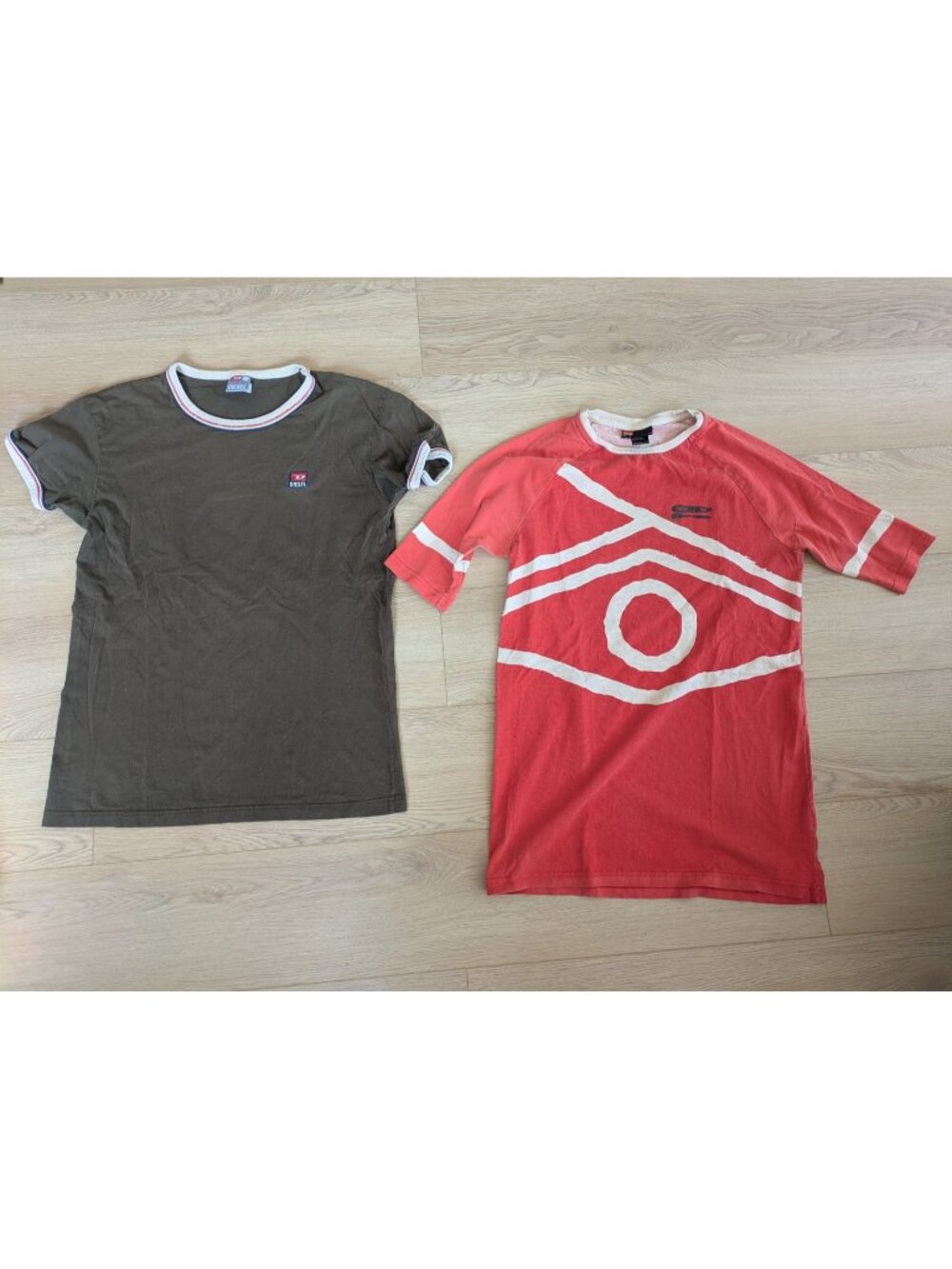 Rare Vintage Y2K Diesel Men's Shirt Lot. M & L Red, White & Brown Italy